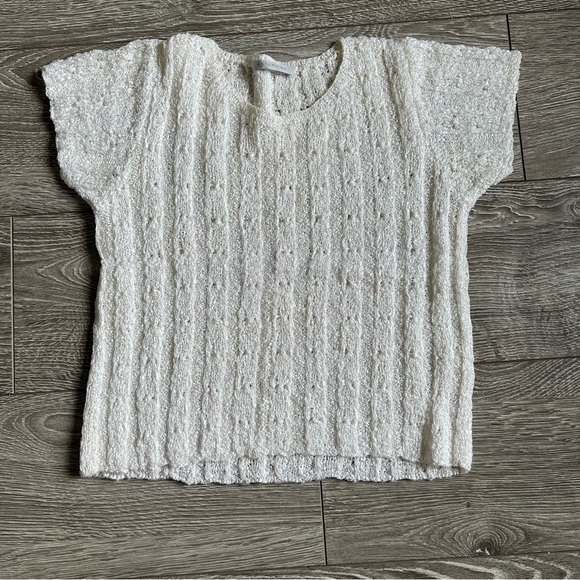 ANTEPRIMA Off-White Sparkle Knit Boxy Pullover Sweater - Size Medium - Picture 2 of 8
